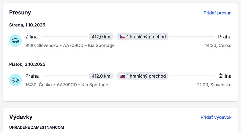 Presuny vo vyúčtovaní cestovného príkazu