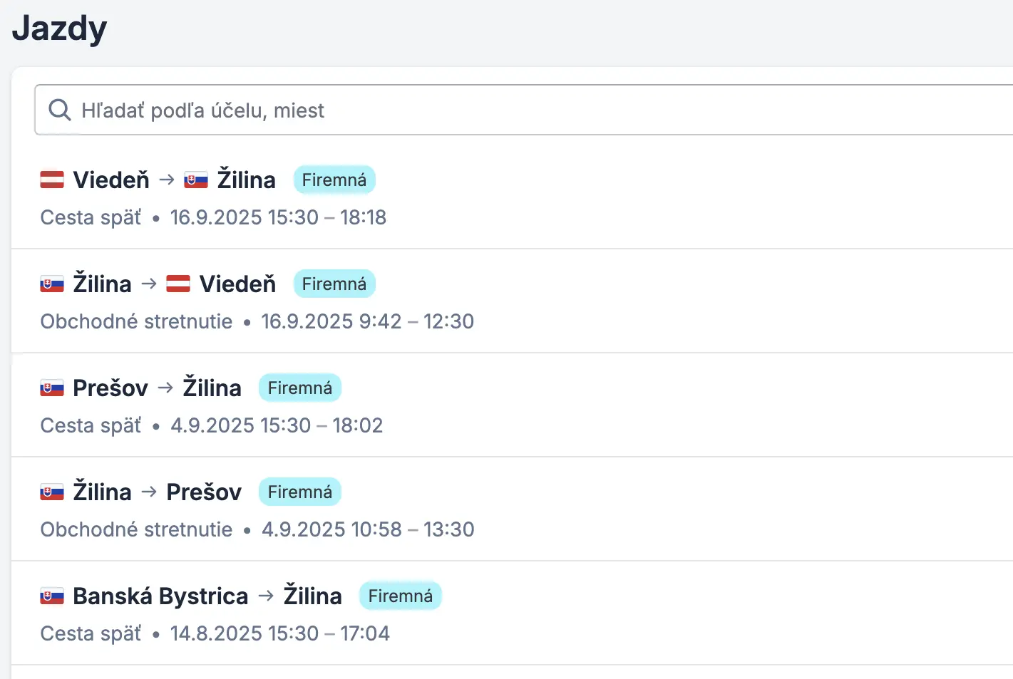 Zoznam jázd